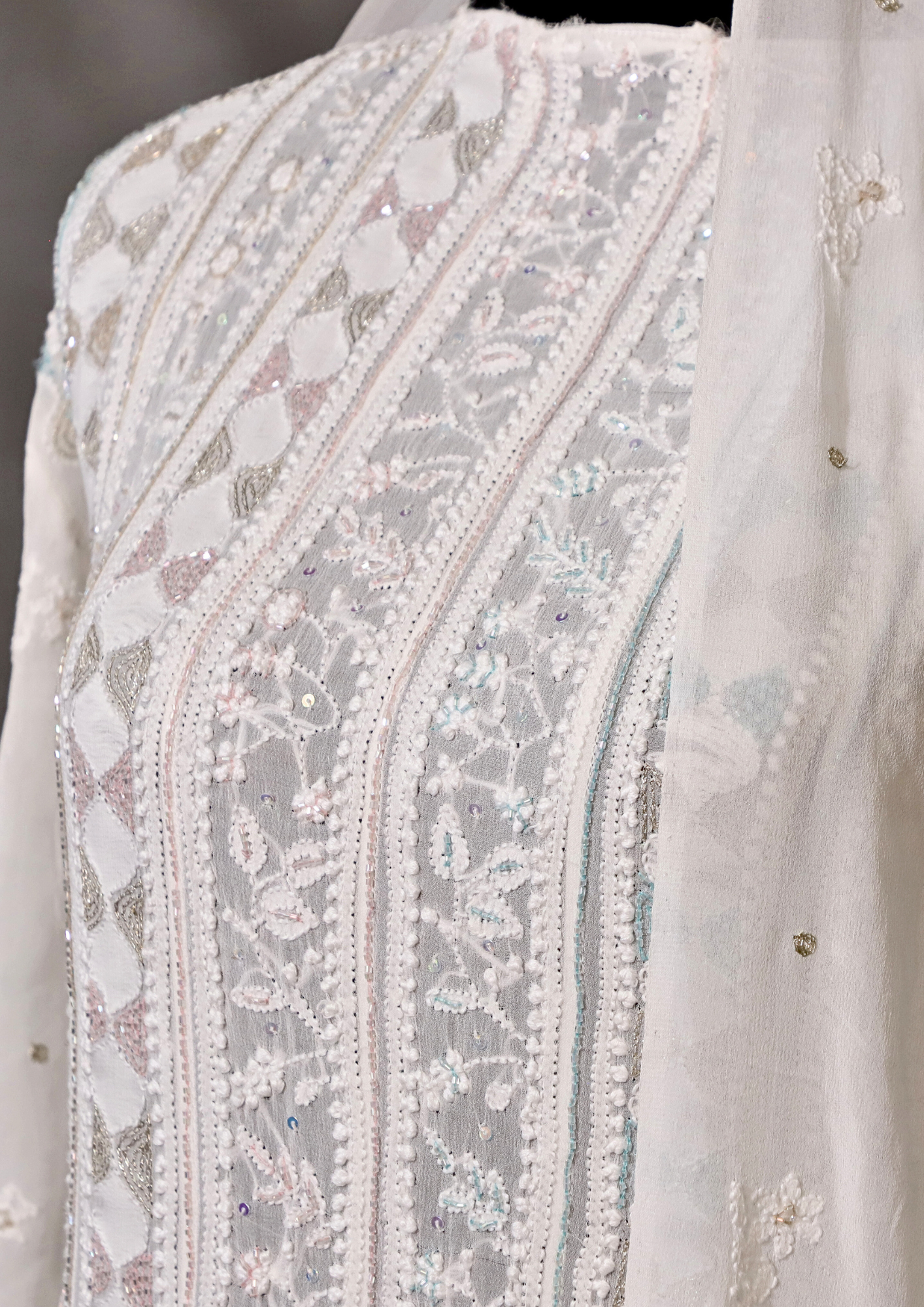 Pure Georgette Anarkali Dress With Thread And Cut-dana Work