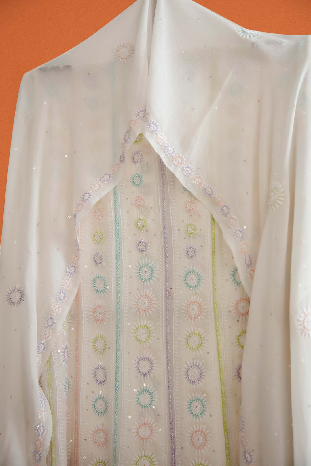 Pure Georgette Anarkali Dress With Assembled And Pearl Work