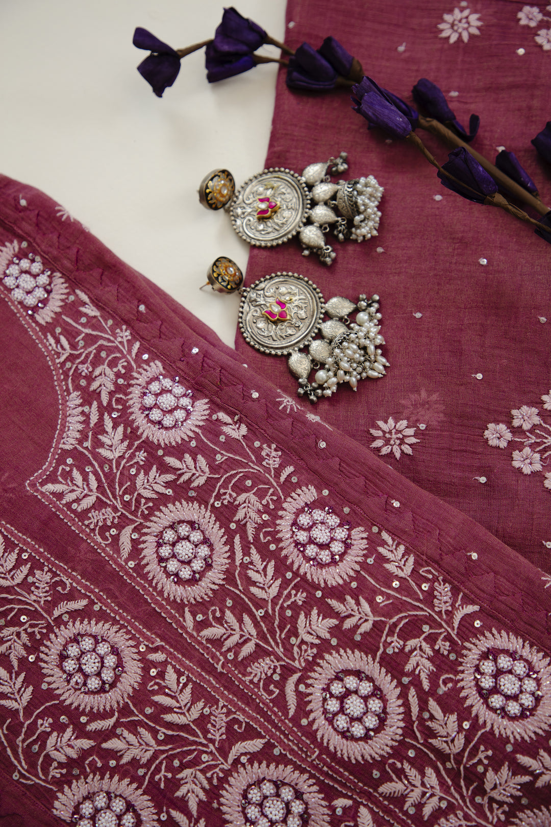 Unstitched Set In Pure Tissue Fabric, Ensembled Work