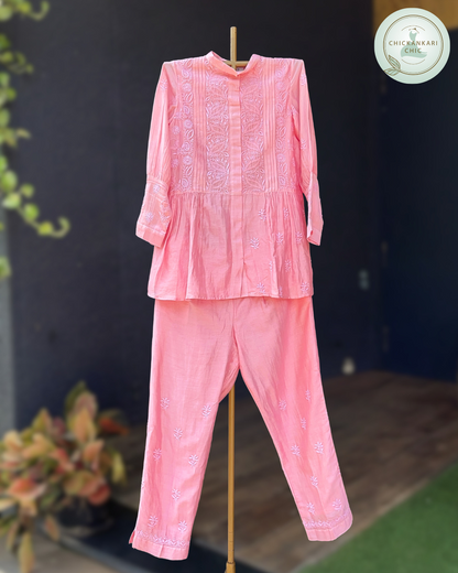 Pure Chanderi Fabric With Thread Work Co-ord Set