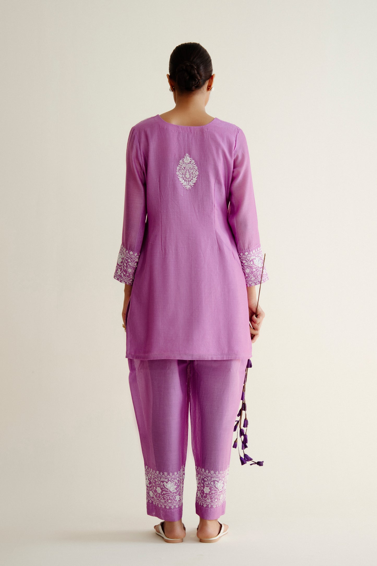 Purple Co-ord Set In Maheshwari Chanderi Silk Dyeable