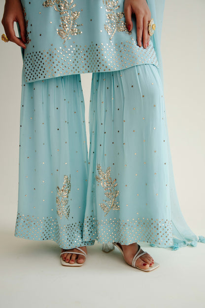 Dyeable Pure Georgette Garara Set With Mukaish Work