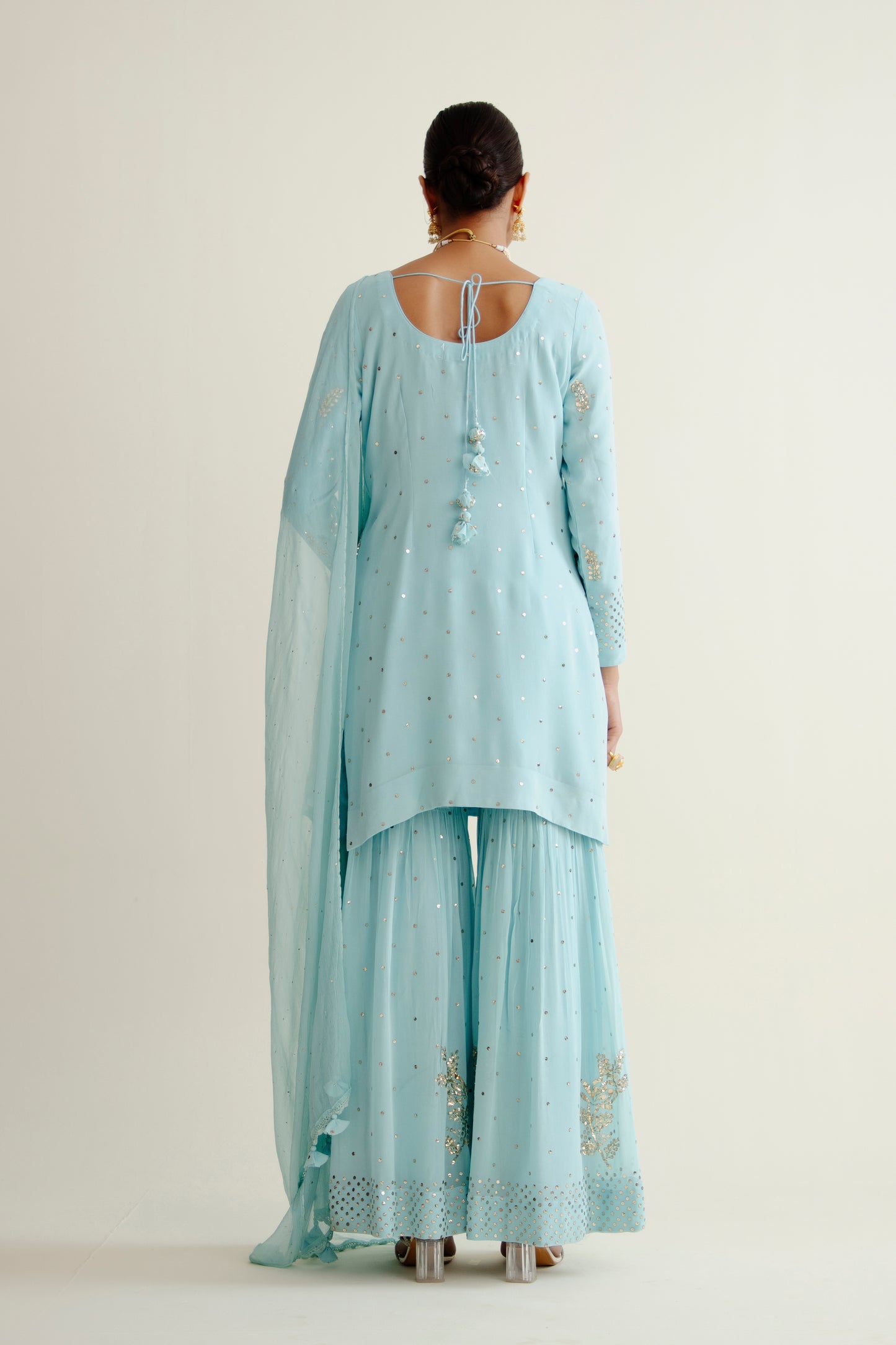 Dyeable Pure Georgette Garara Set With Mukaish Work