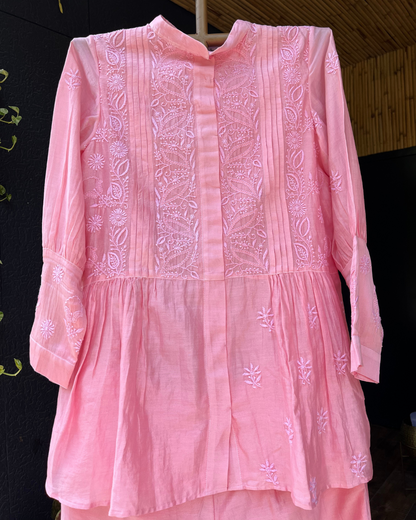 Pure Chanderi Fabric With Thread Work Co-ord Set