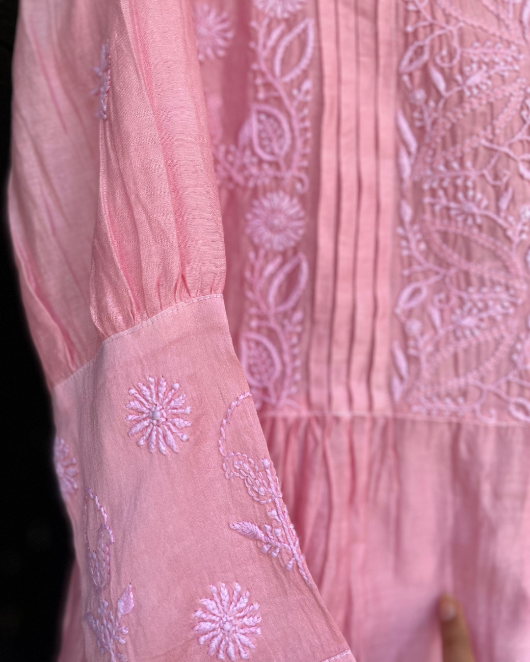 Pure Chanderi Fabric With Thread Work Co-ord Set