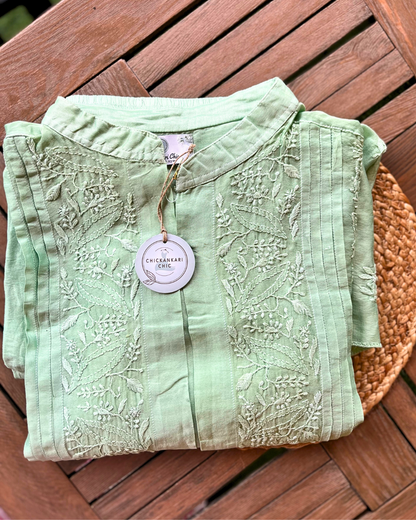 Pure Chanderi Fabric With Thread Work Co-ord Set