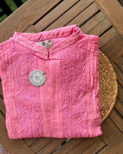 Pure Chanderi Fabric With Thread Work Co-ord Set