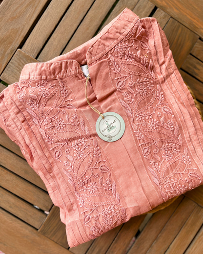 Pure Chanderi Fabric With Thread Work Co-ord Set