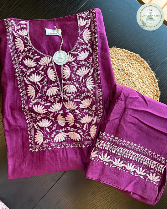 Italian Chanderi Co-ord Set Chikankari And Embellishment