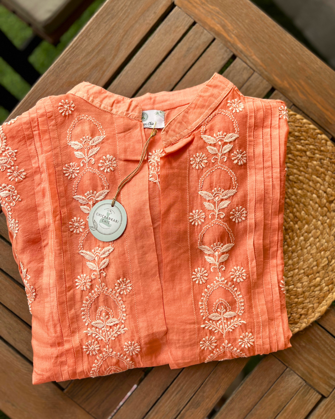 Pure Chanderi Fabric With Thread Work Co-ord Set