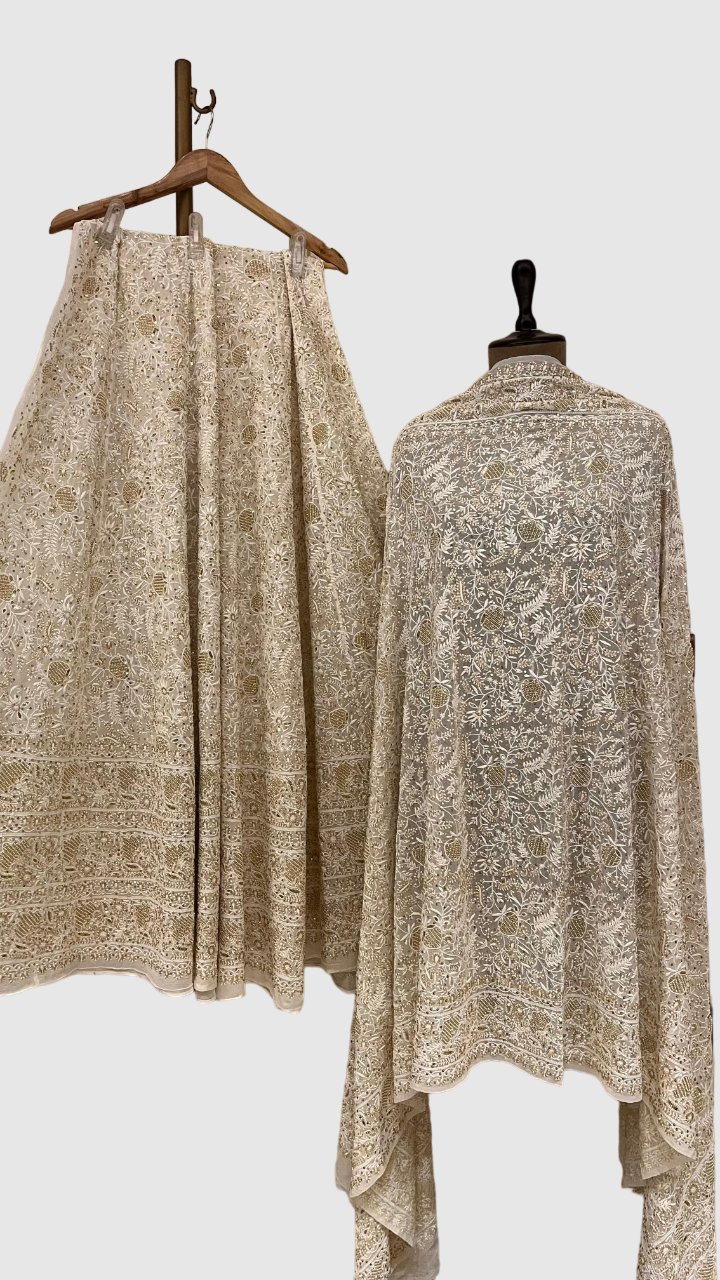 Pure Georgette Ek Taar Golden Lehenga Set