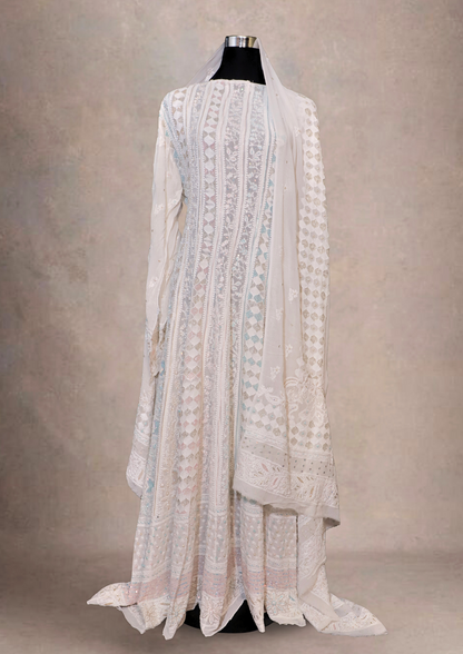 Pure Georgette Anarkali Dress With Thread And Cut-dana Work