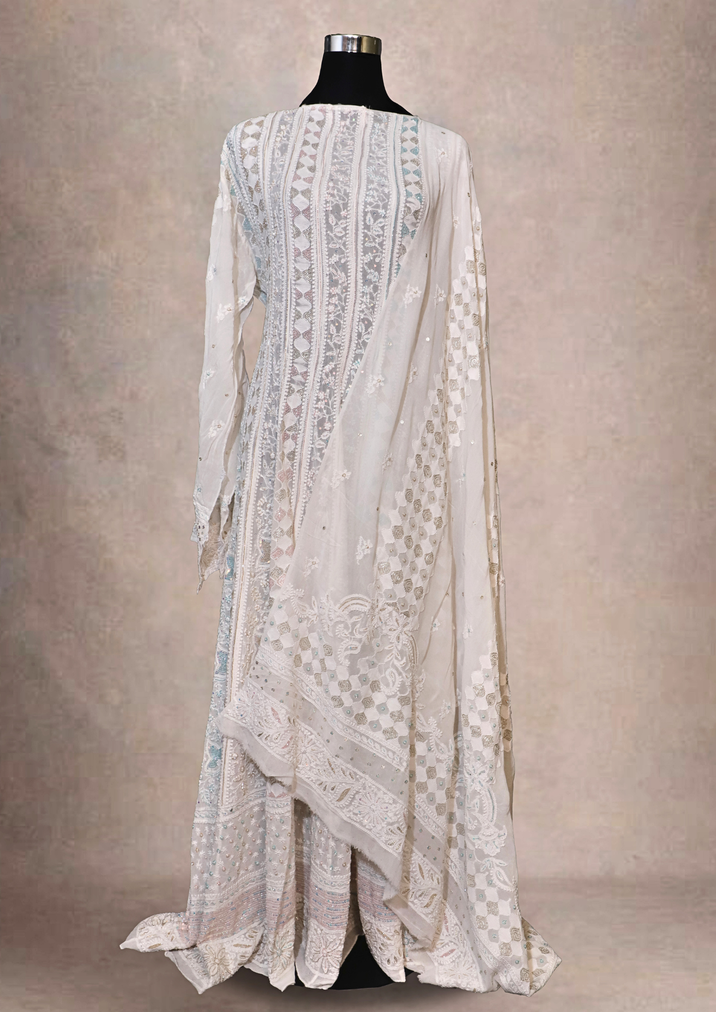 Pure Georgette Anarkali Dress With Thread And Cut-dana Work