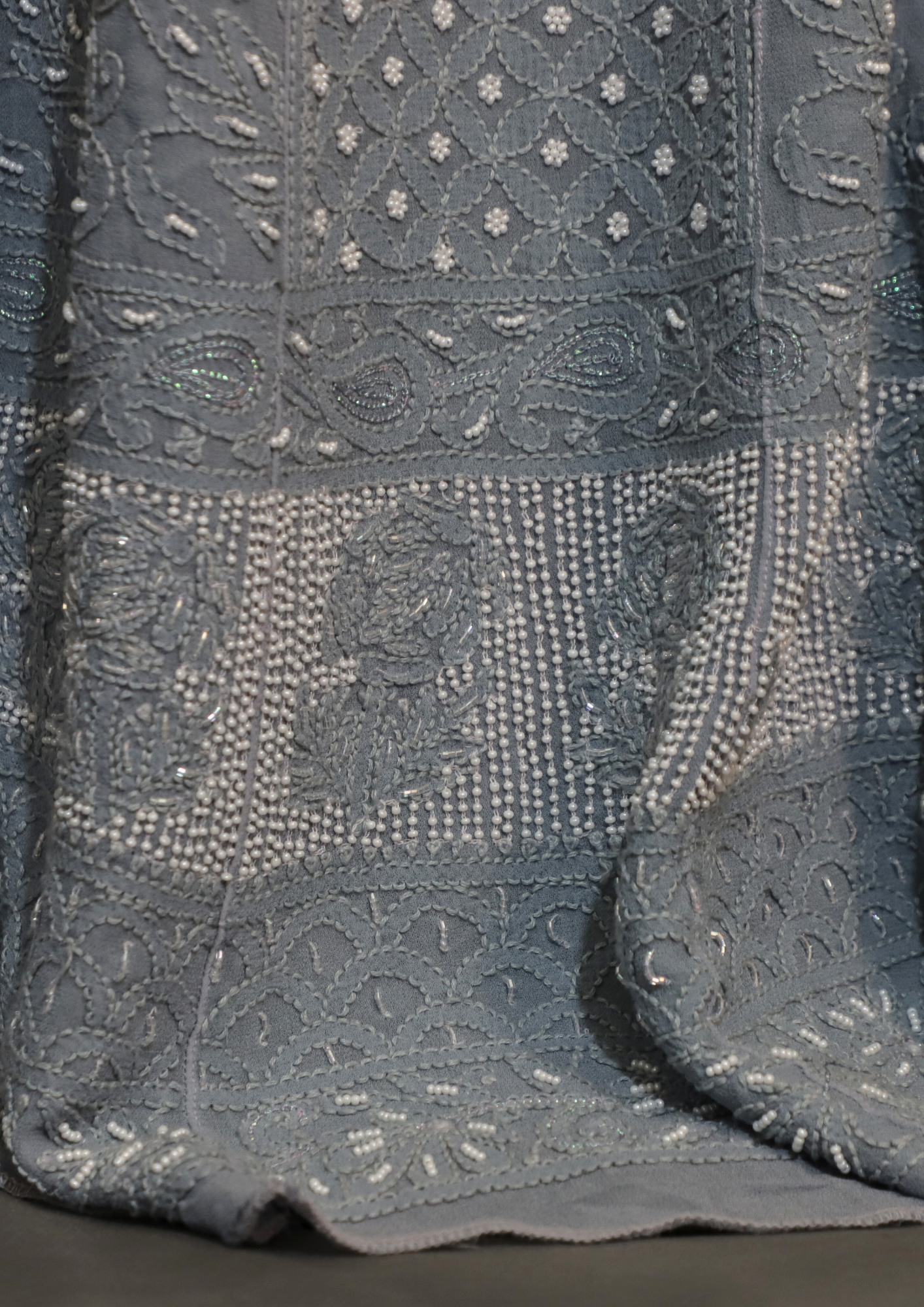 Ombré Pink Pure Viscose Georgette Anarkali Dress With Thread And Pearl Work