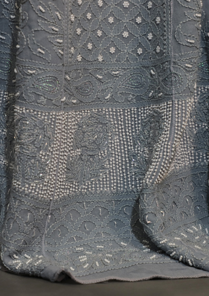 Ombré Pink Pure Viscose Georgette Anarkali Dress With Thread And Pearl Work