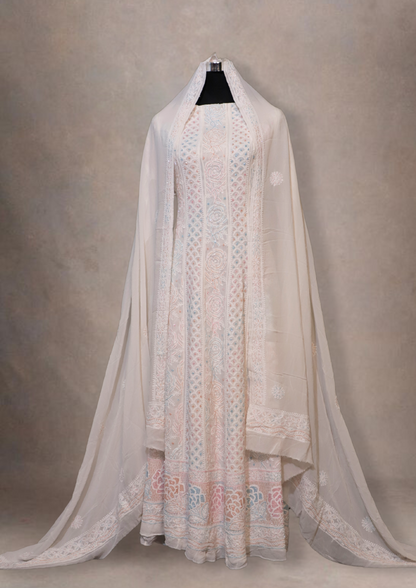 Pure Georgette Anarkali Dress With Thread And Assembled Work