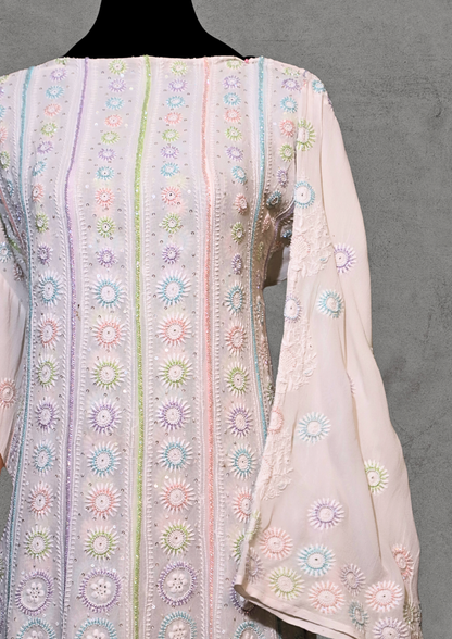 Pure Georgette Anarkali Dress With Thread And Assembled Work