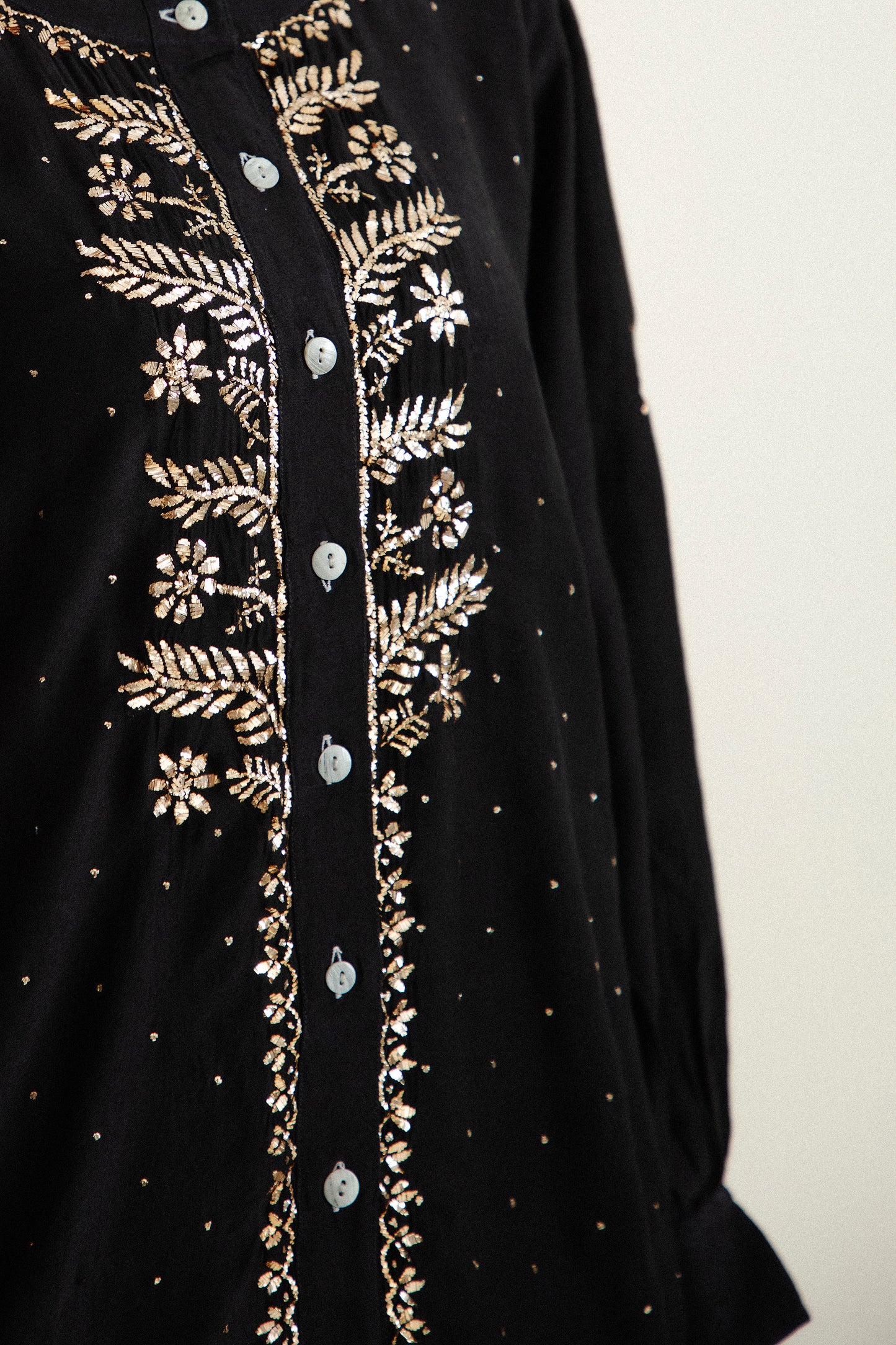 Black Co-ord Set In Pure Chanderi Silk With Mukaish Work