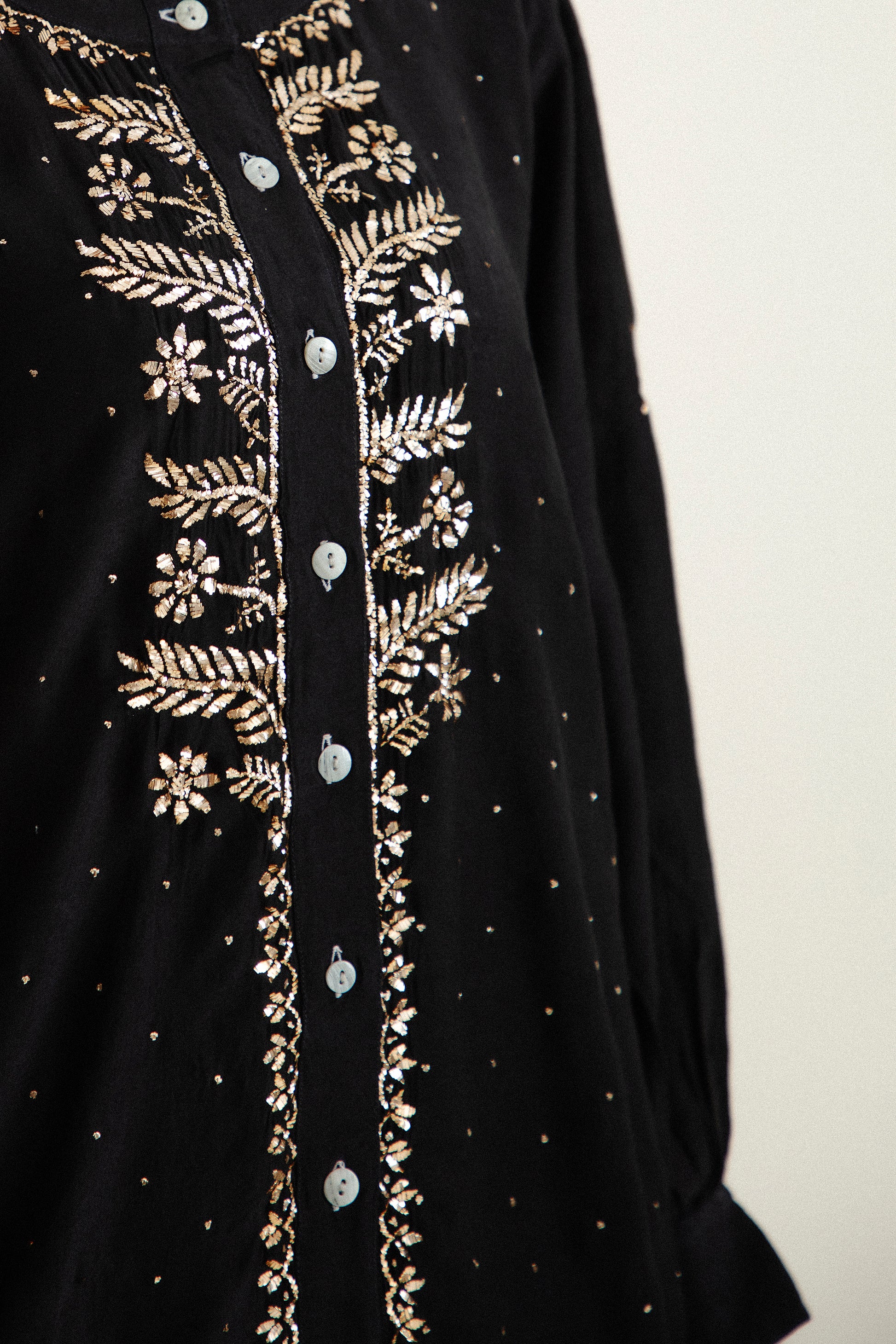 Black Co-ord Set In Pure Chanderi Silk With Mukaish Work