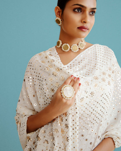 Dyeable Saree In Pure Georgette With Mukaish Work