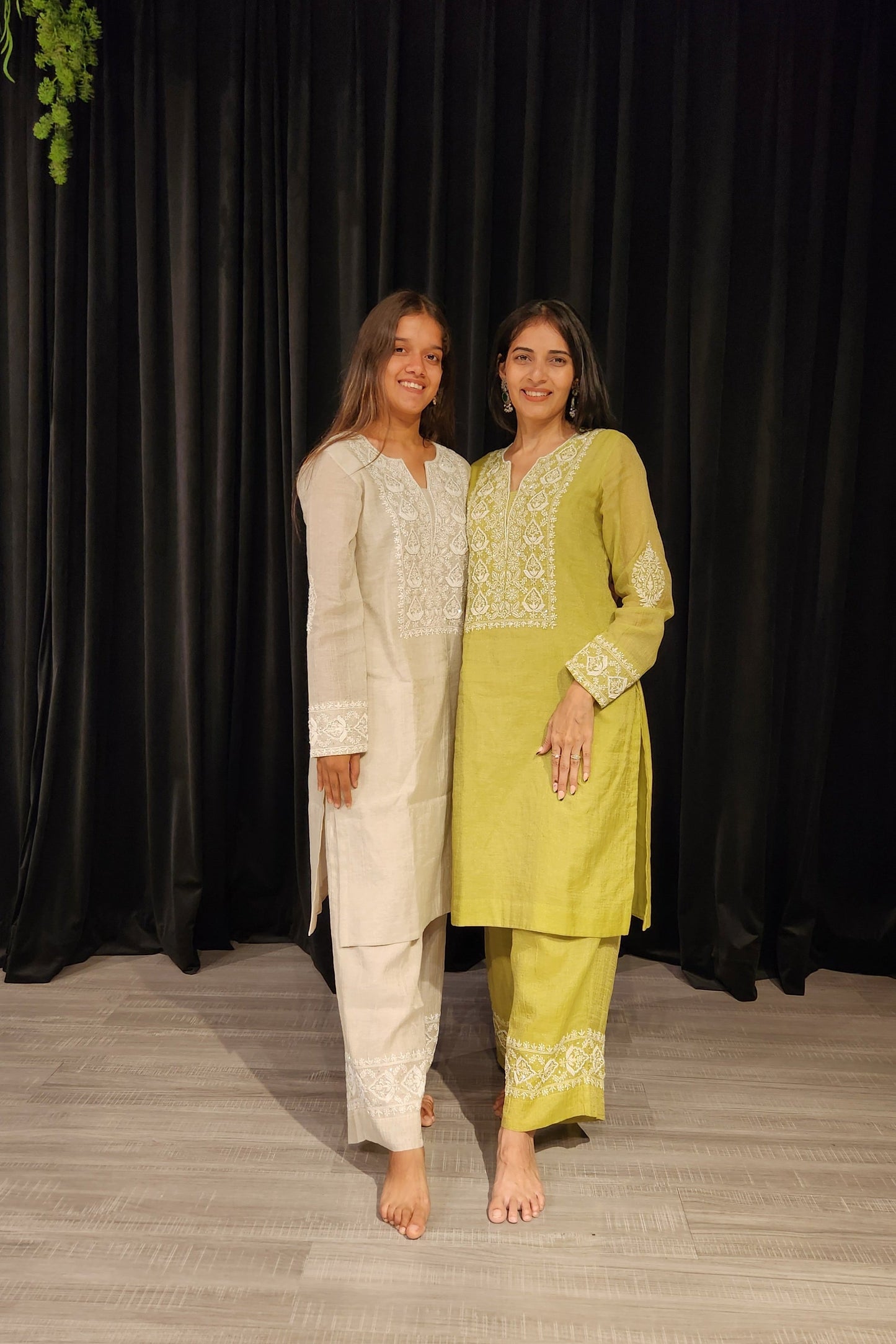 Pure Silver Tissue Co-ord Set With Pearl Sequence And Cutdana