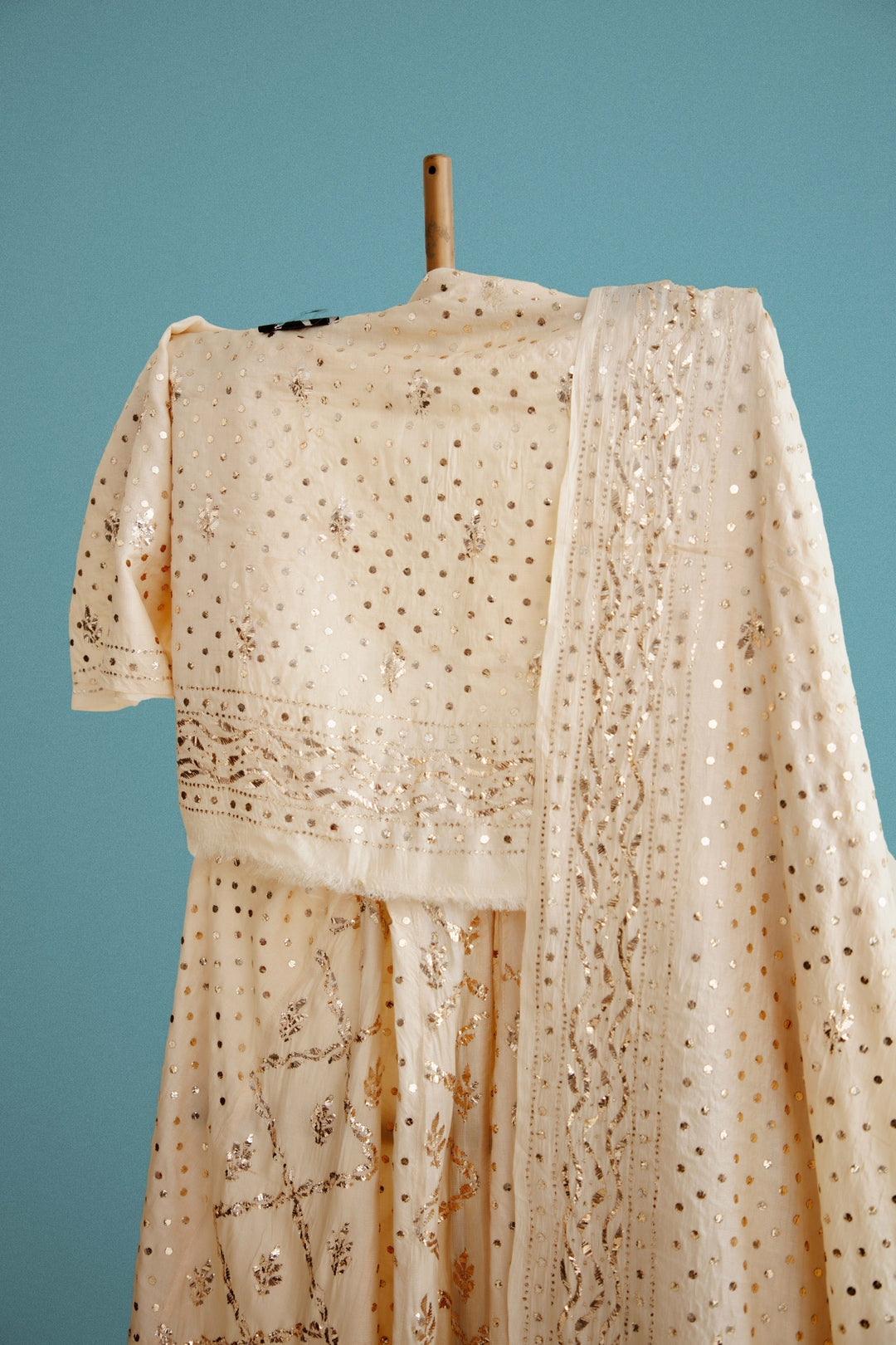 Iris Dyeable Lehenga Pure Tussar Silk Mukaish And Thread Work