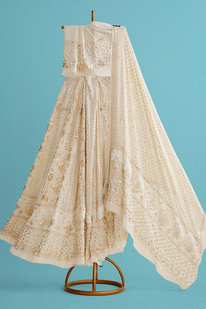 Lilly Dyeable Lehenga Pure georgette Mukaish And Thread Work