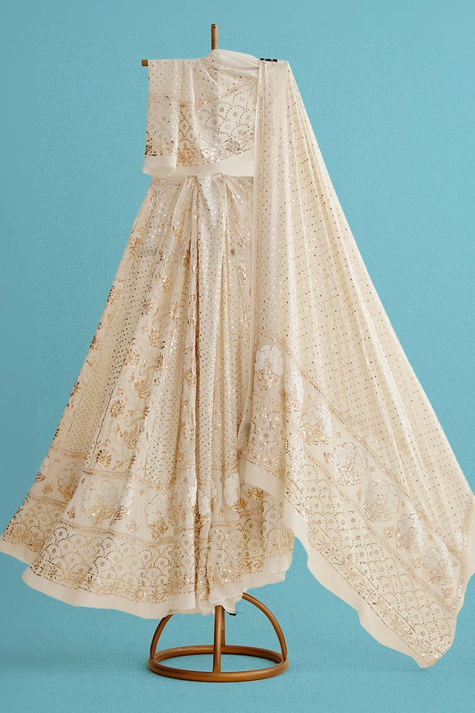 Lilly Dyeable Lehenga Pure georgette Mukaish And Thread Work