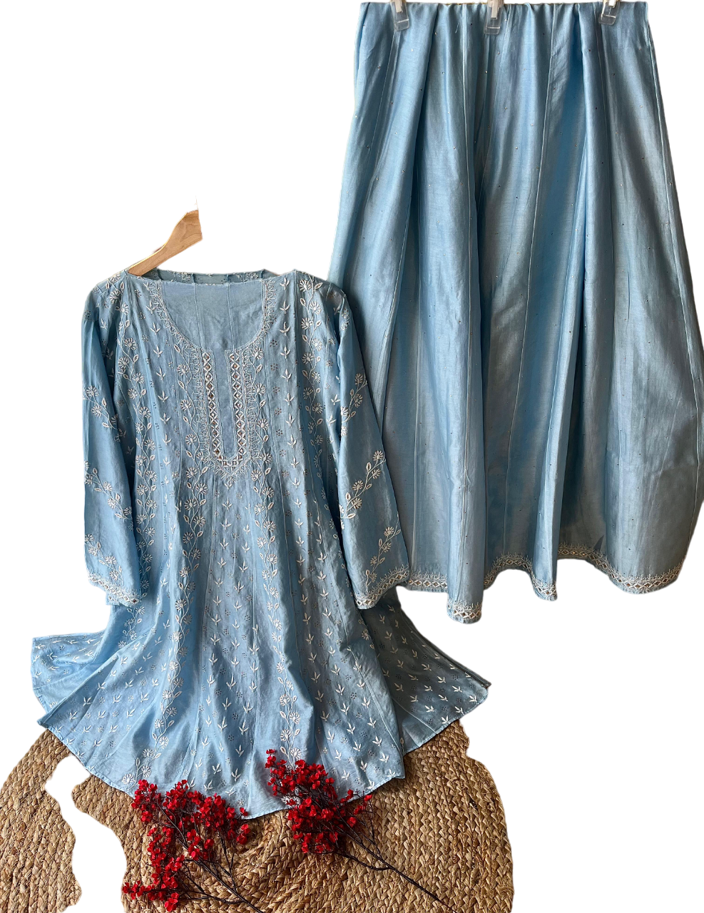 Pure Chanderi Semi Stitched Sharara Set