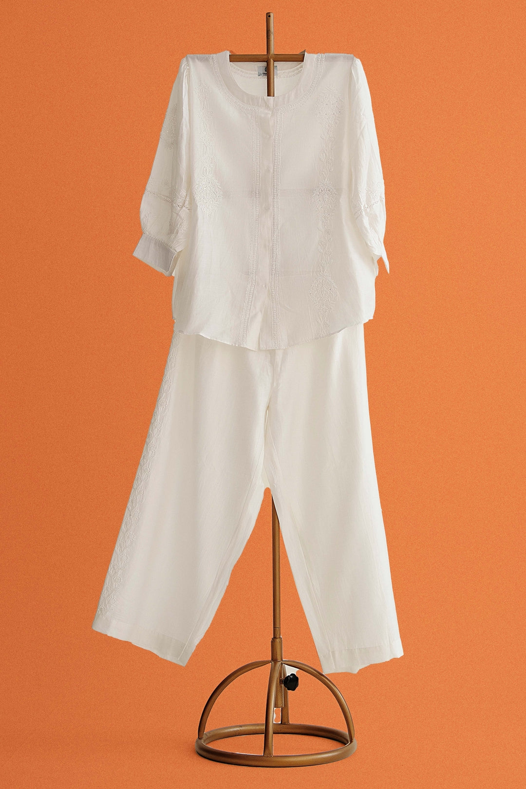 Pure Chanderi Silk Co-ord Set Cutdana With Thread Work