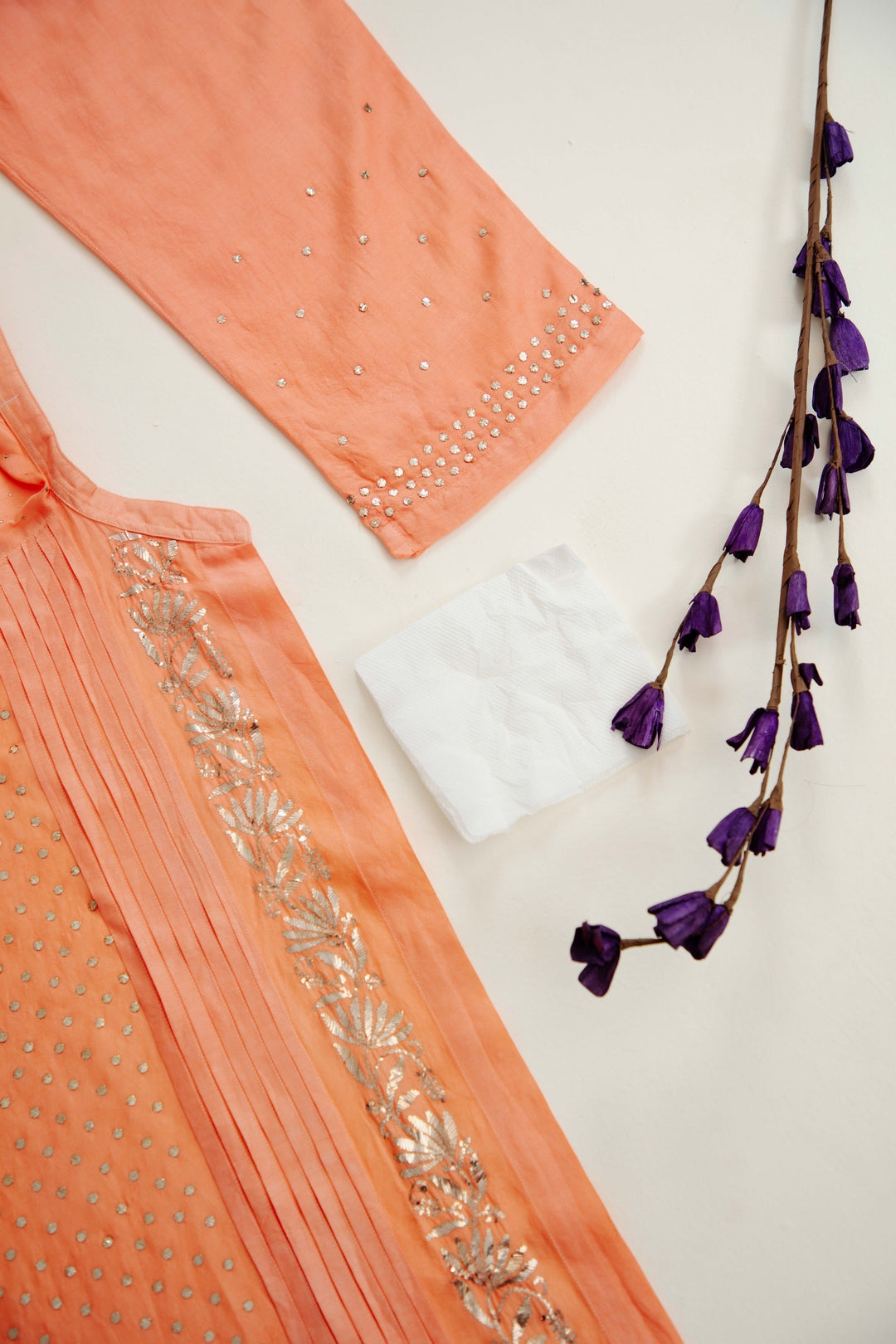 Pure Chanderi Silk Co-ord Set With Mukaish Work