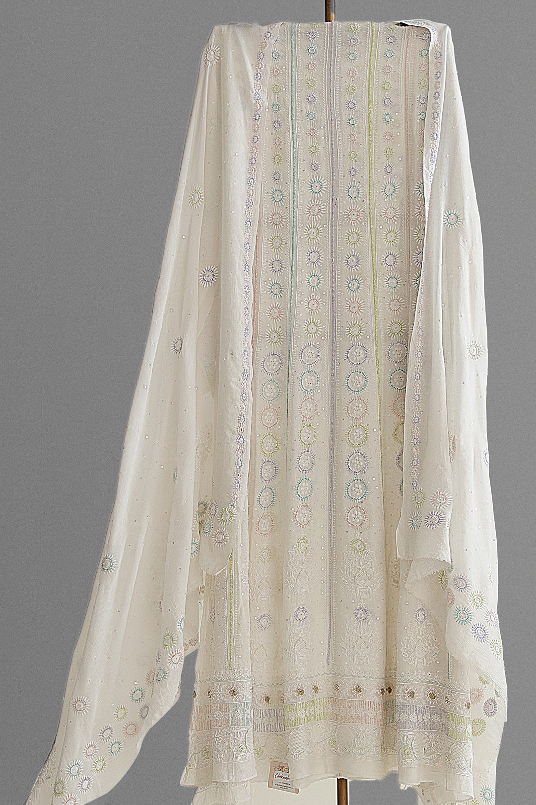 Pure Georgette Anarkali Dress With Assembled And Pearl Work