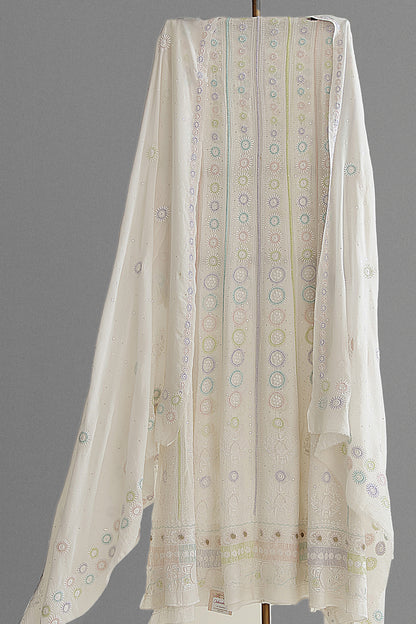 Pure Georgette Anarkali Dress With Assembled And Pearl Work