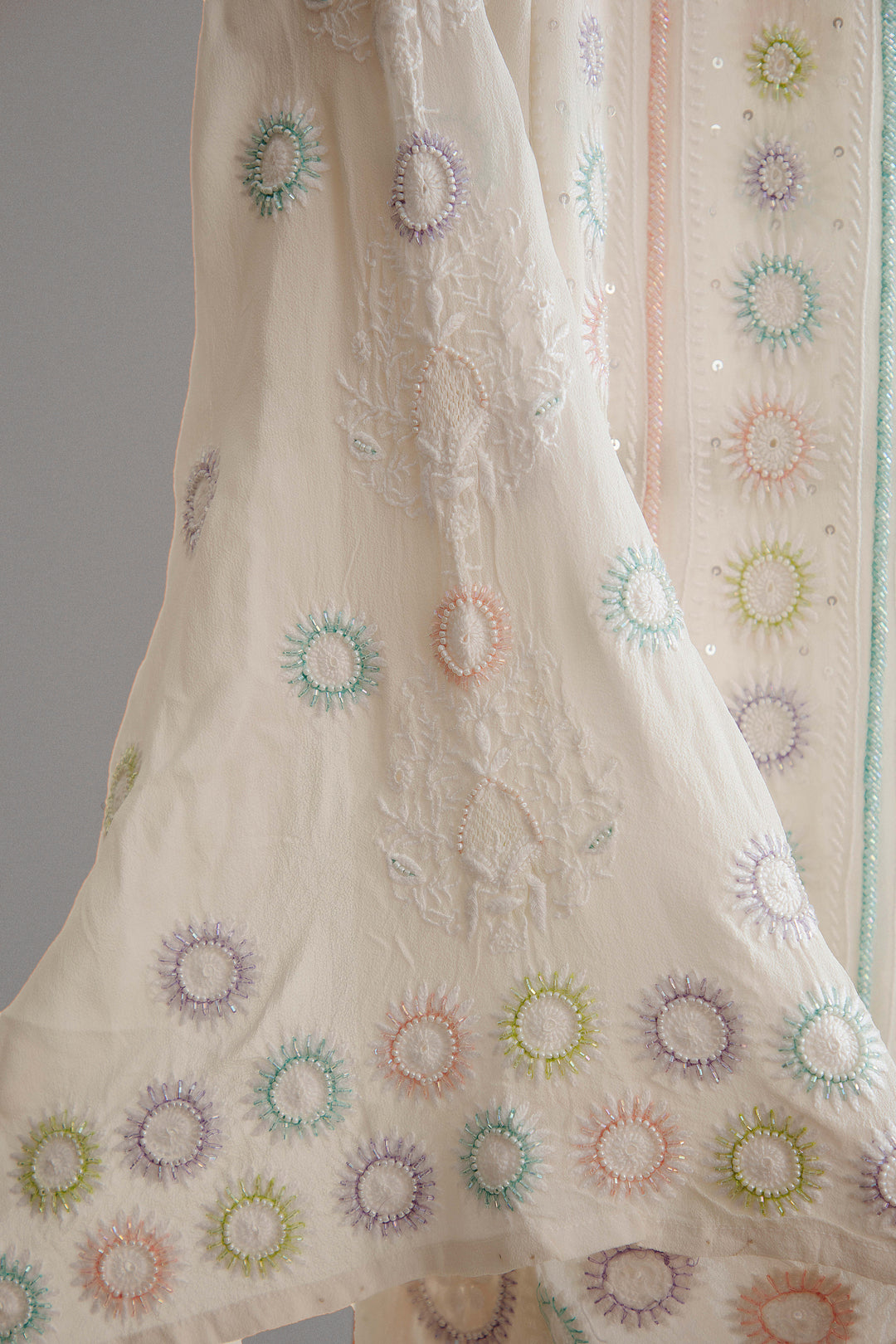 Pure Georgette Anarkali Dress With Assembled And Pearl Work