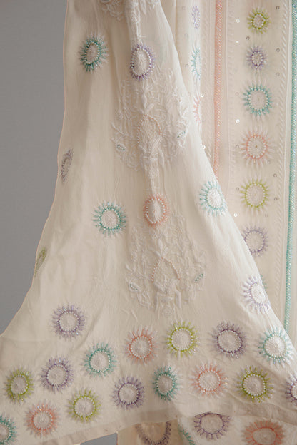 Pure Georgette Anarkali Dress With Assembled And Pearl Work