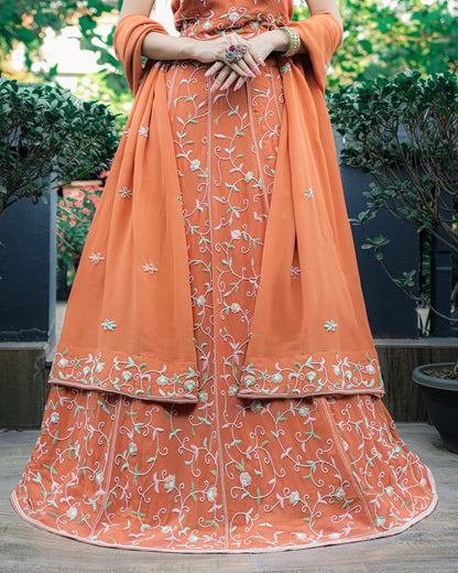 Pure Georgette Lehenga Set With Multi Thread Work
