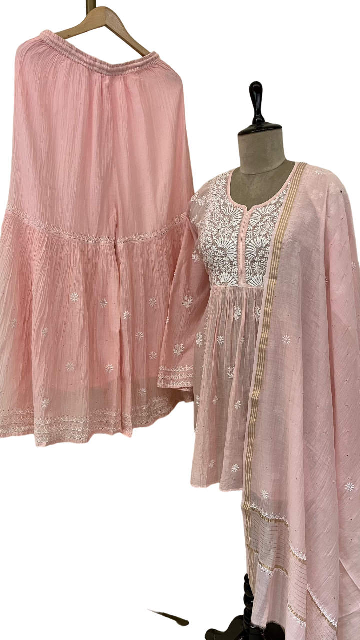 Pure Mul Chanderi Garara Set