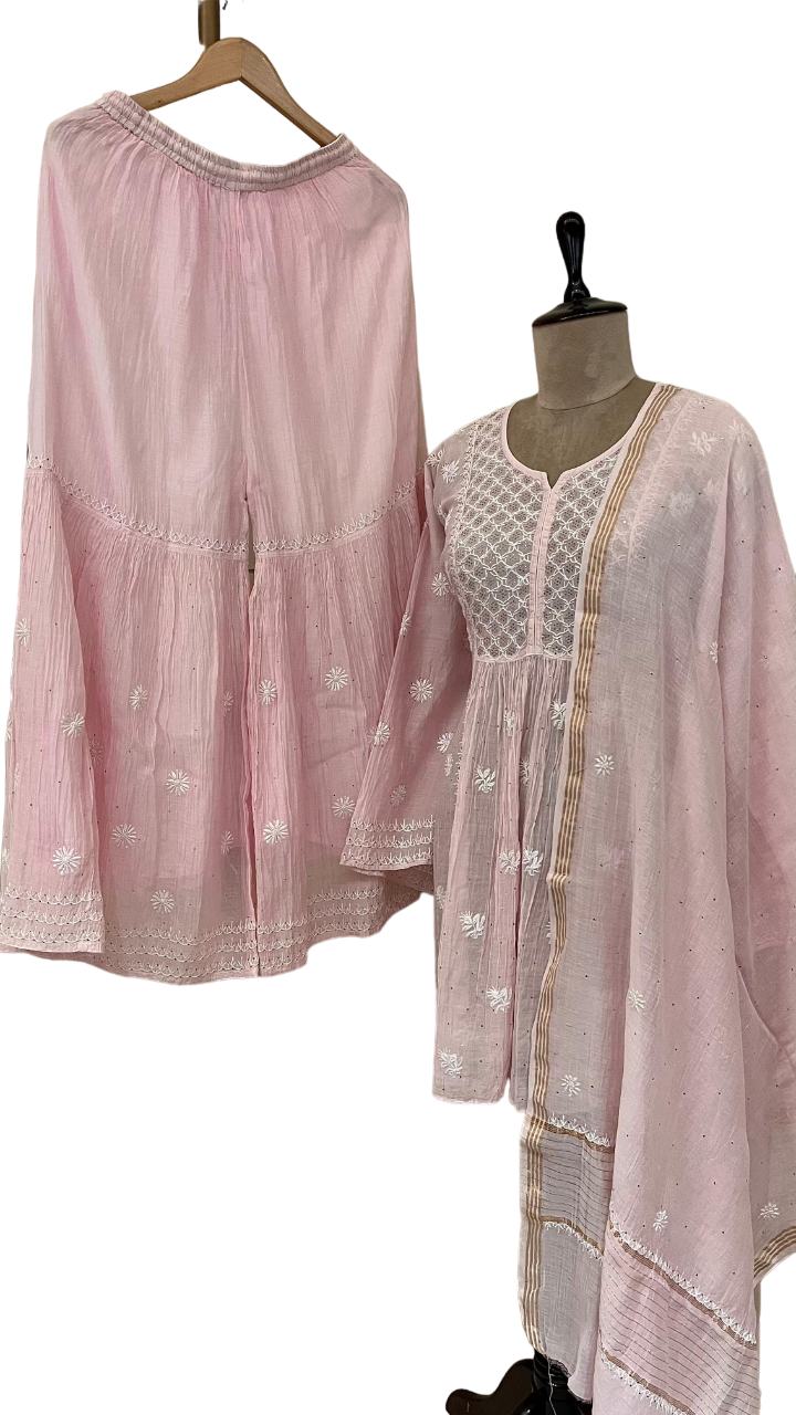 Pure Mul Chanderi Garara Set