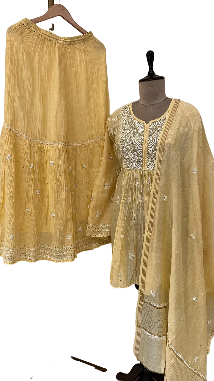 Pure Mul Chanderi Garara Set