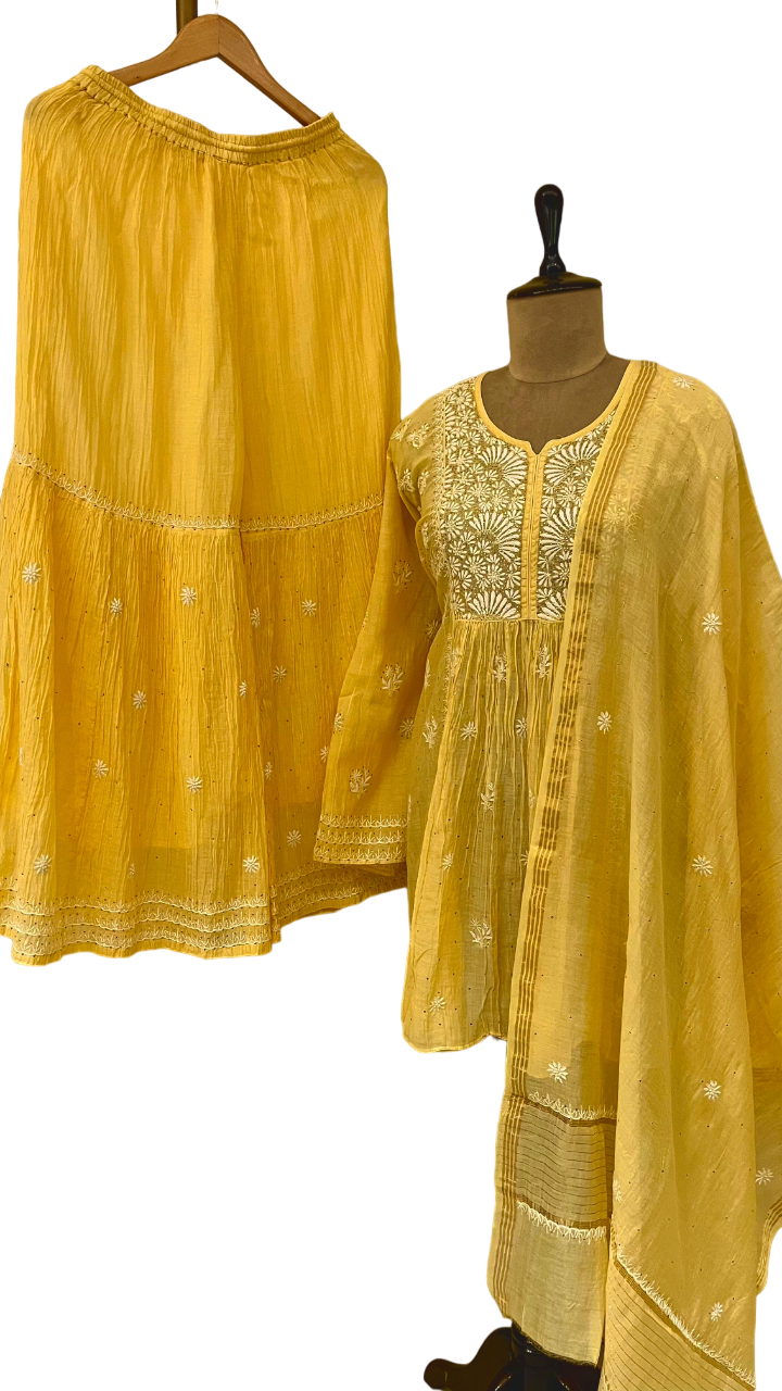 Pure Mul Chanderi Garara Set