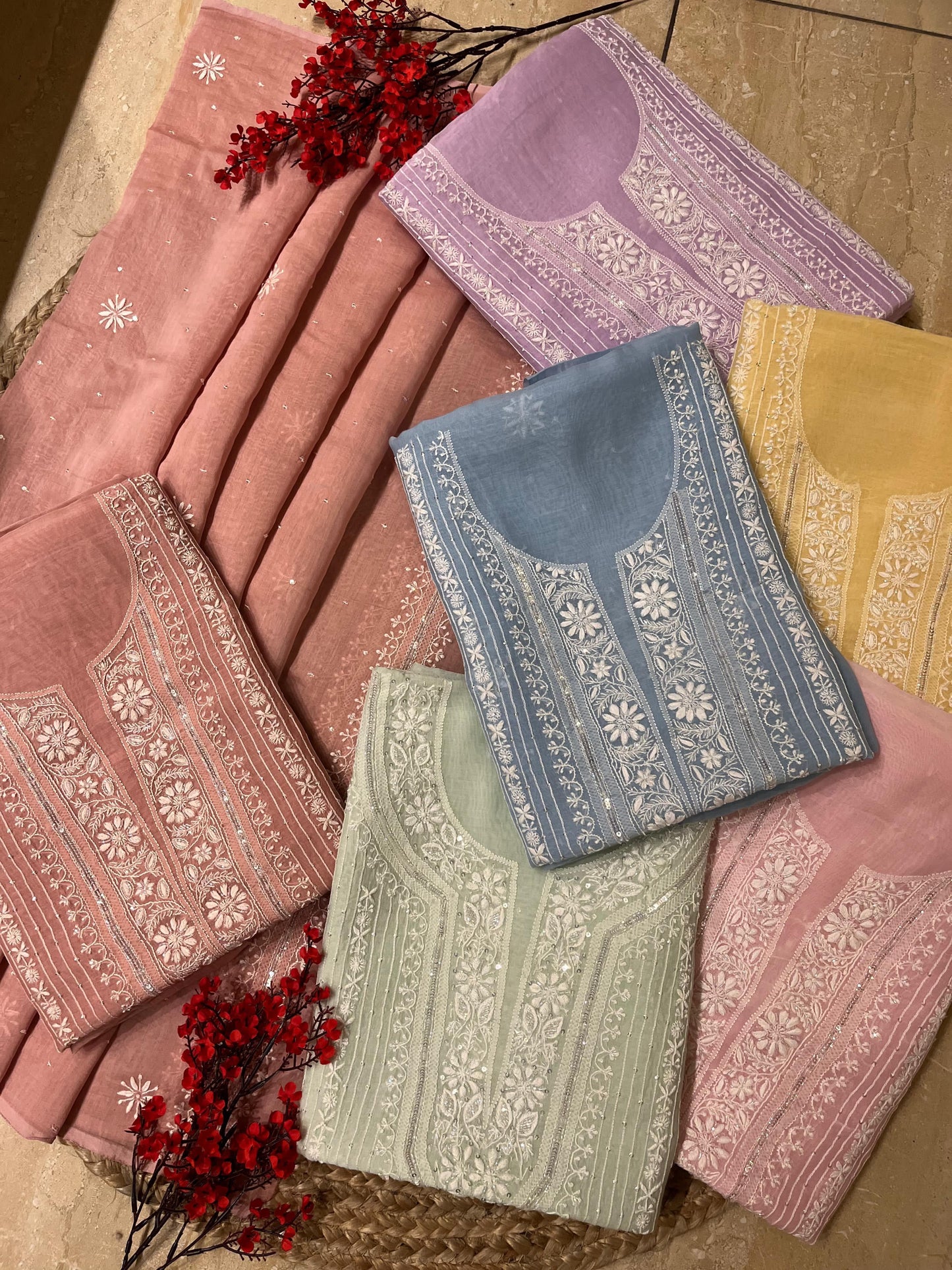 Pure Mul Chanderi Unstitched Kurta Set