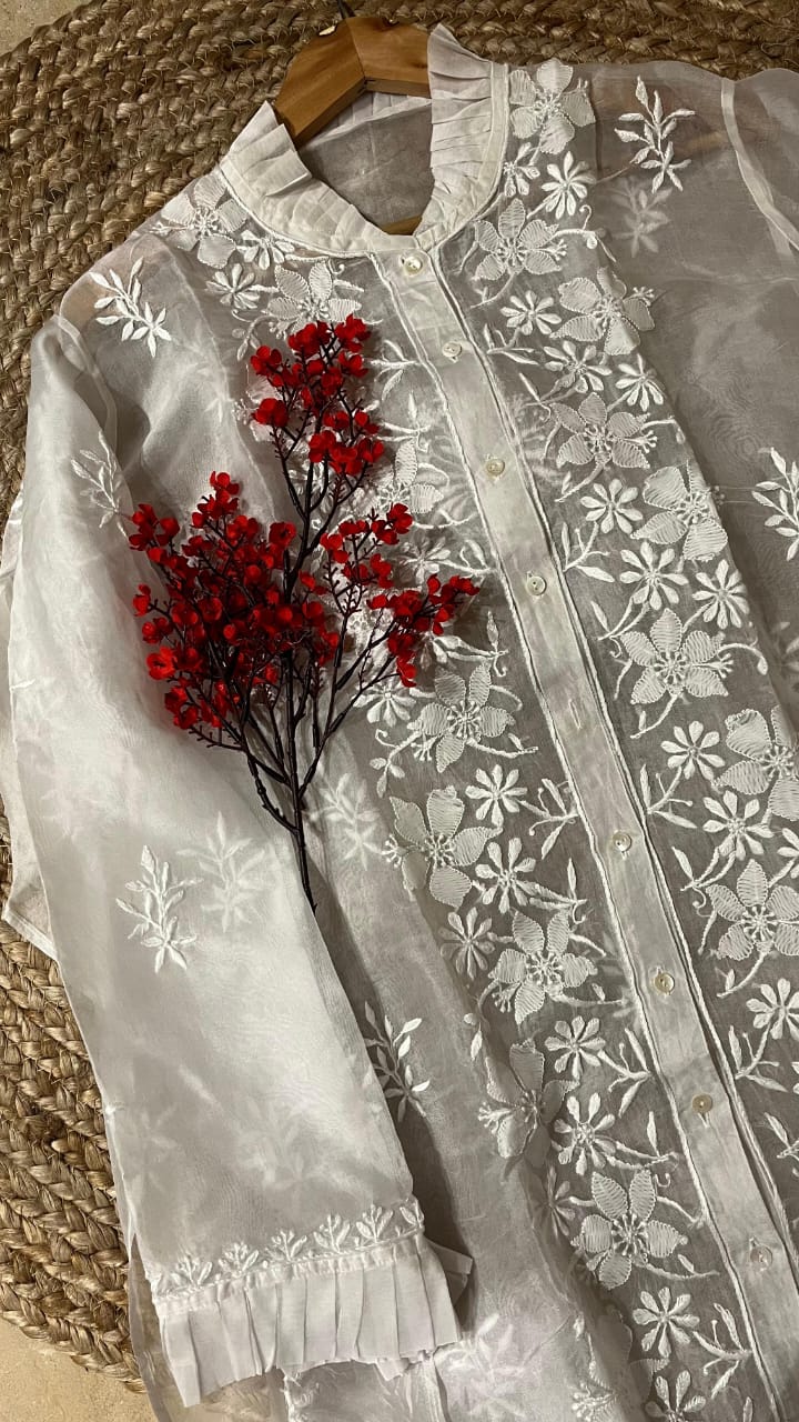 Pure Organza Ek-taar Semi Stitched Shirt