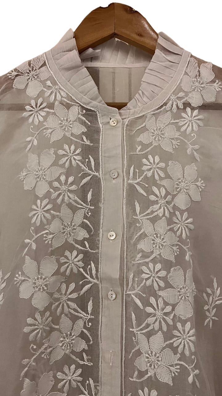 Pure Organza Ek-taar Semi Stitched Shirt
