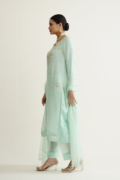 Pure Organza In Mukaish Work (Dyeable)