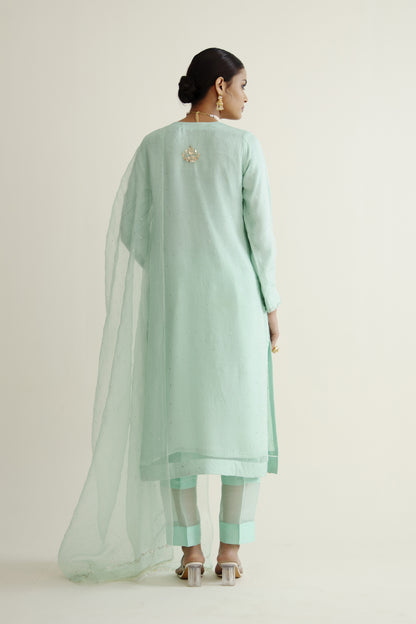 Pure Organza In Mukaish Work (Dyeable)