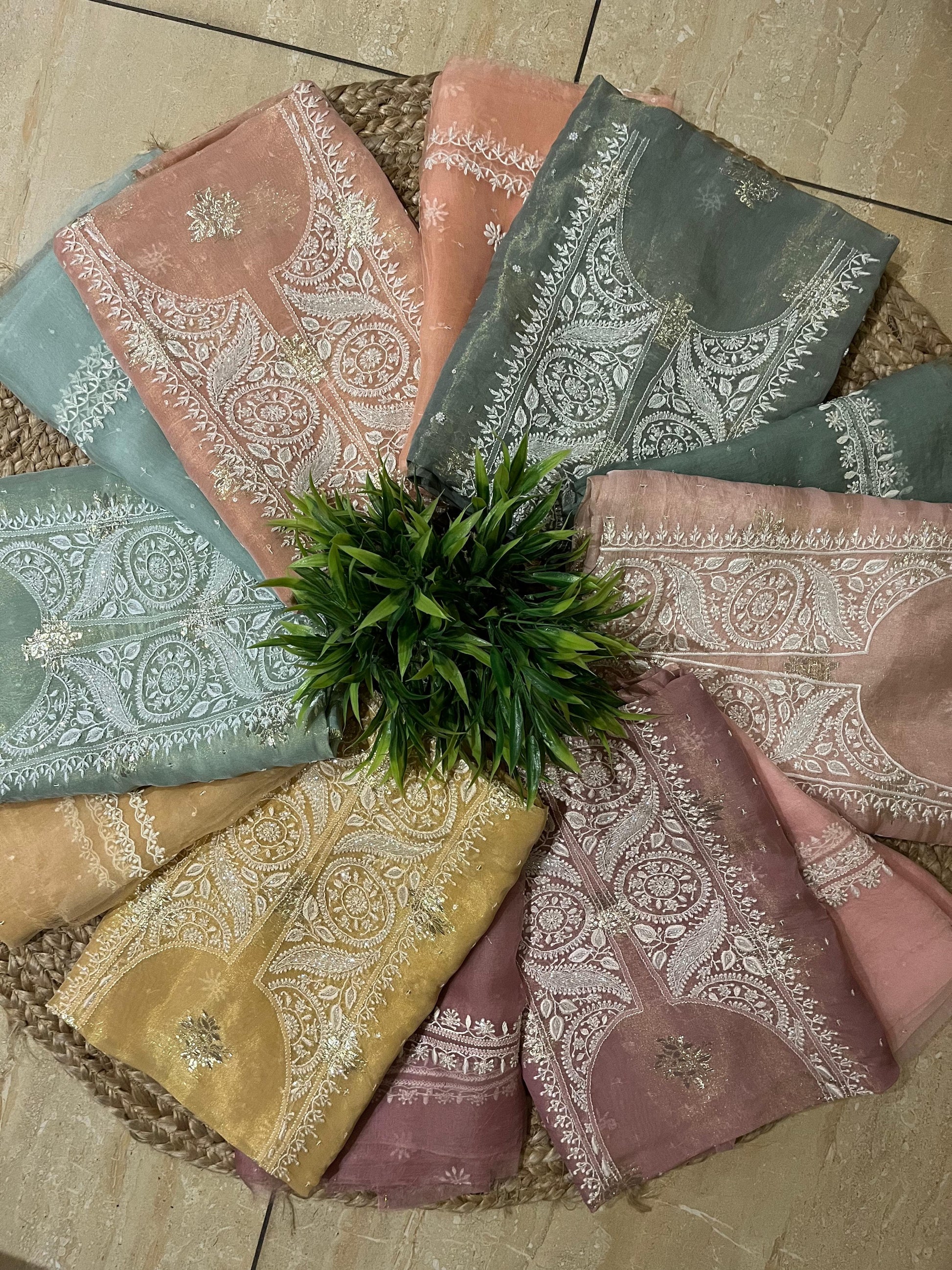 Pure Shimmer Organza Unstitched Kurta And Dupatta Set