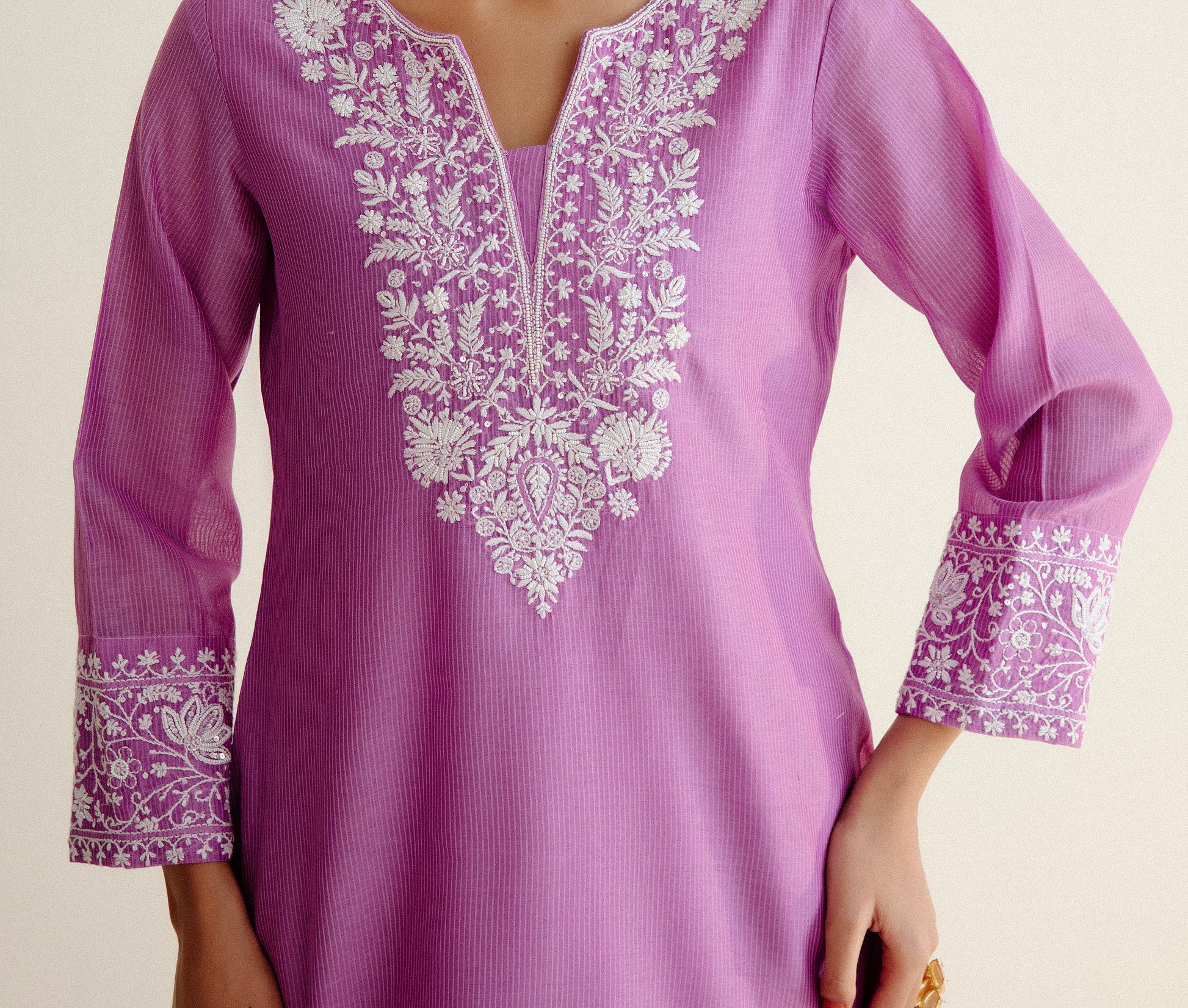 Purple Co-ord Set In Maheshwari Chanderi Silk Dyeable