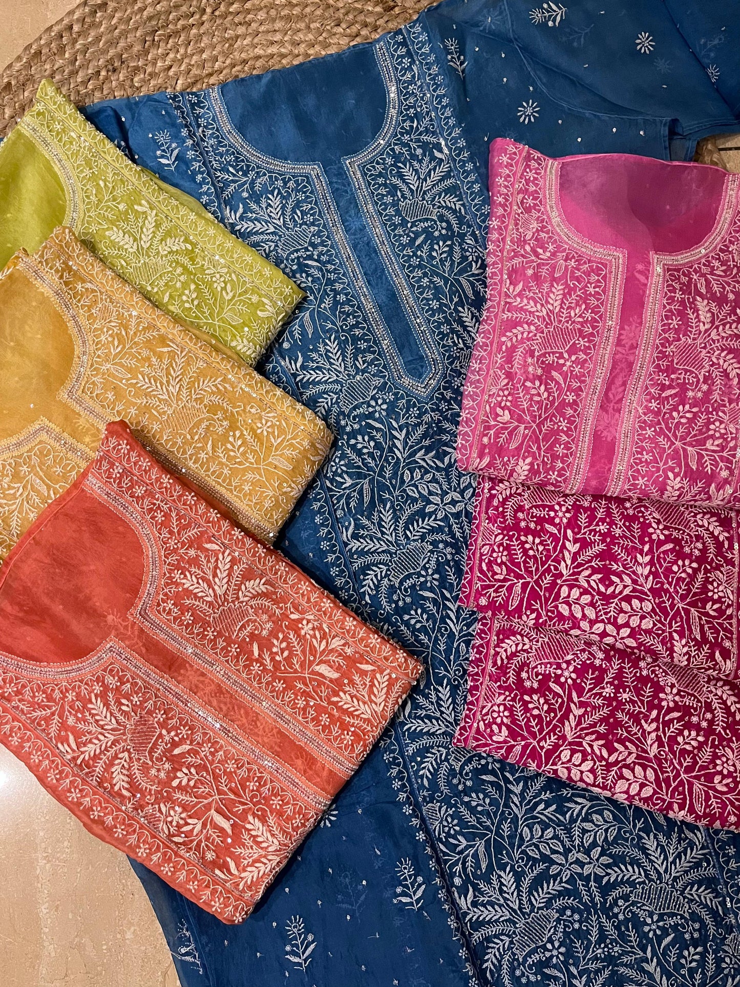 Pure Organza Semi-stitched Kurta And Dupatta Set