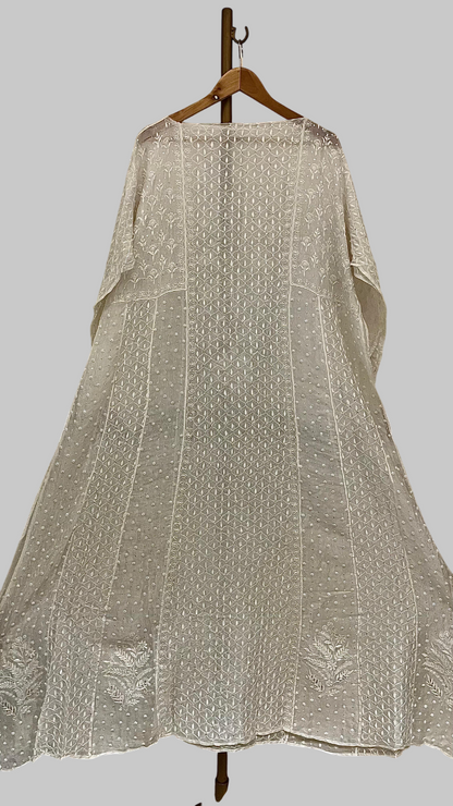 Pure Organza Anarkali Dress with Pearl Swarovski and Sequin Embellished