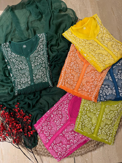 Pure Chiffon Semi-Stitched Gharara Set